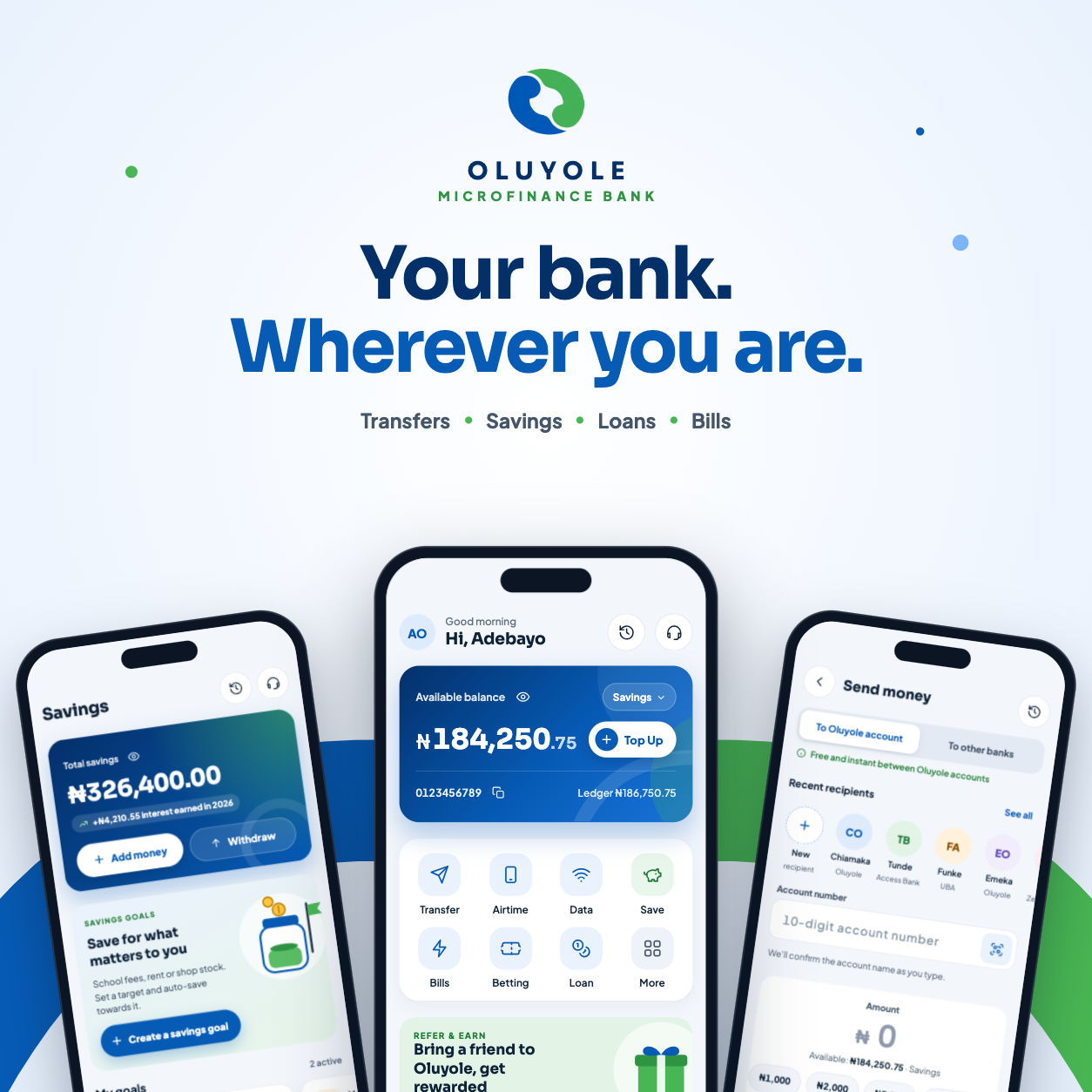 Oluyole Mobile banking design preview